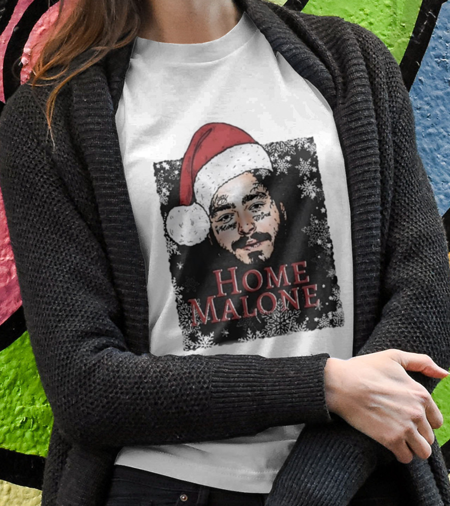 Home Malone Swea Funny Christmas Sweathirt Home Alone Sweathirt Ghost Malone Post Malone Dallas Cowboys Snowflakes Santa Hat T-Shirt