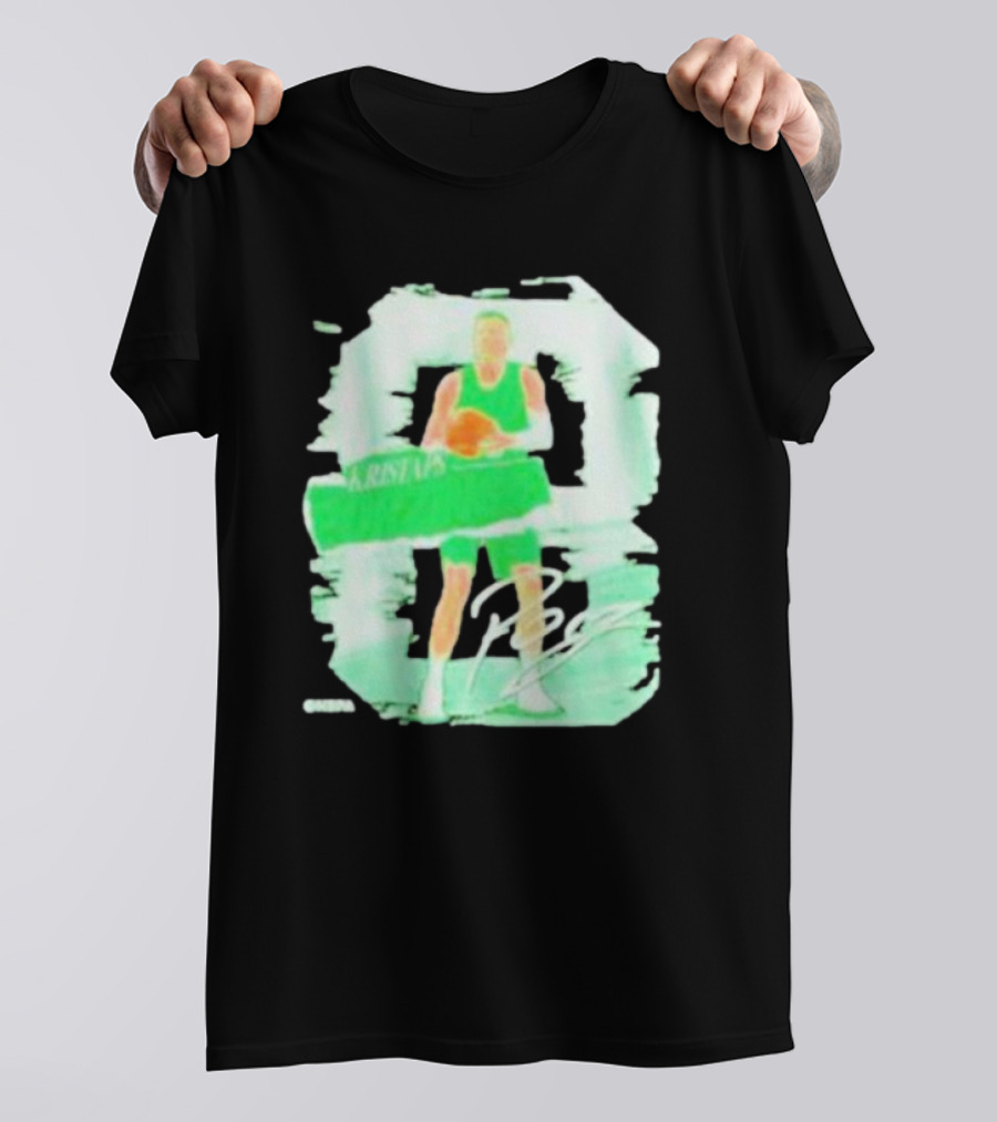 Kristaps Porzingis Boston Green Signature Basketball Player T-Shirt