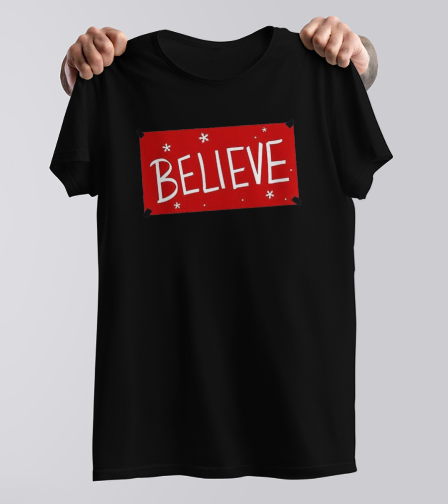 Believe Red Christmas Snowflakes T-Shirt