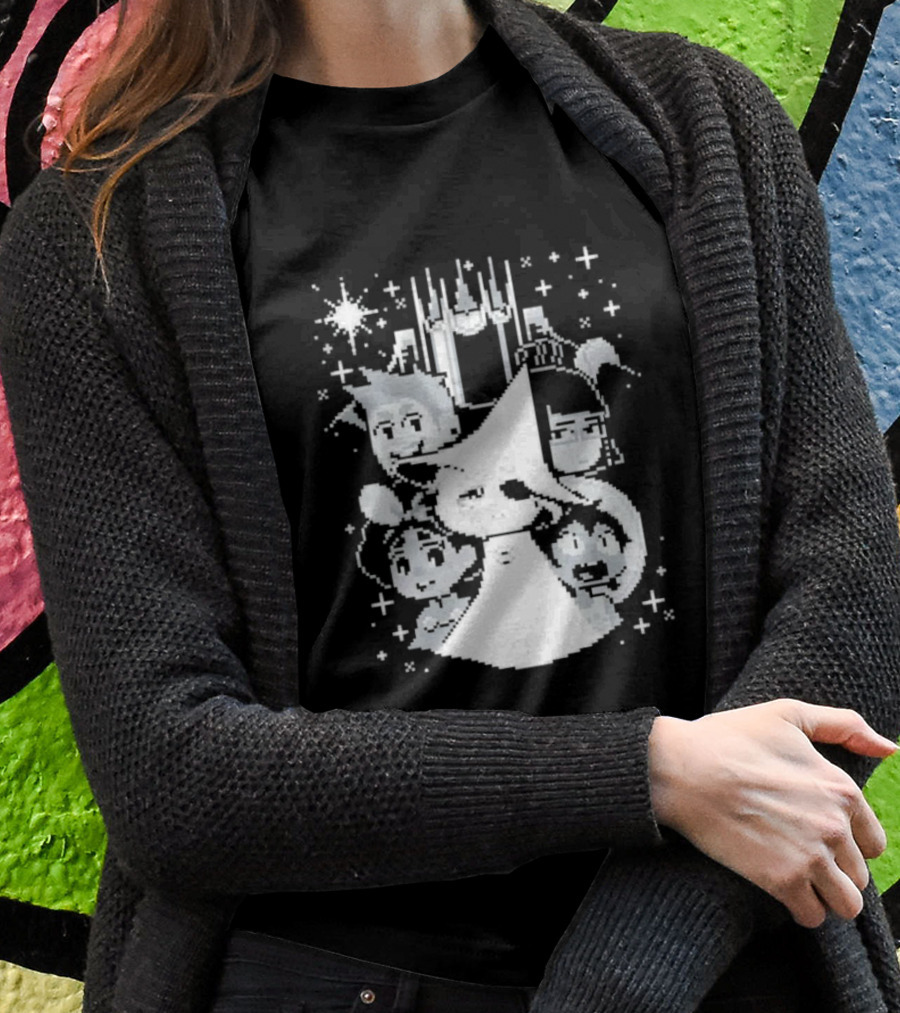 In Stars And Time Characters Pixel Art Cosmic Adventure T-Shirt