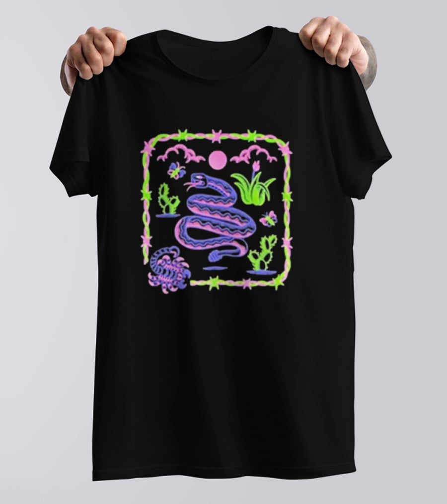 Night Creeps Snake Moon Cactus And Stars T-Shirt