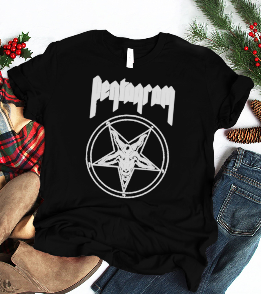 Pentagram Goat Head Circle Night Shift T-Shirt