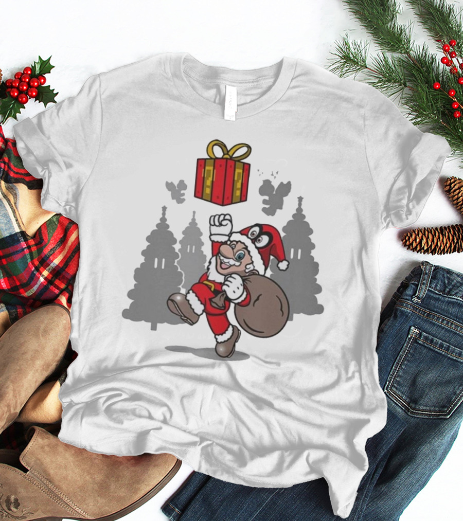 Super Merry O Super Mario Santa Claus Christmas Nintendo Funy T-Shirt