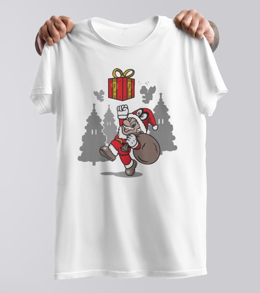 Super Merry O Super Mario Santa Claus Christmas Nintendo Funy T-Shirt