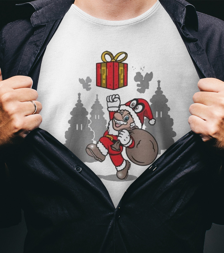 Super Merry O Super Mario Santa Claus Christmas Nintendo Funy T-Shirt