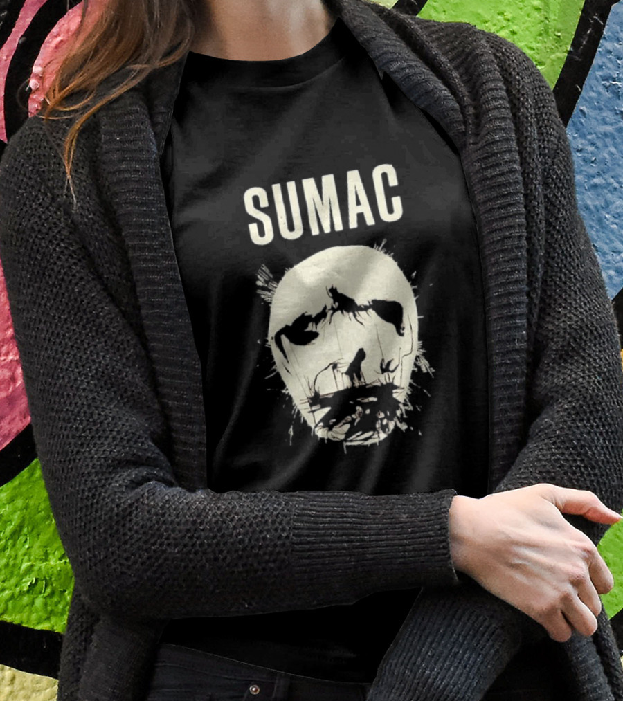 SUMAC Band Monochrome Abstract Face T-Shirt