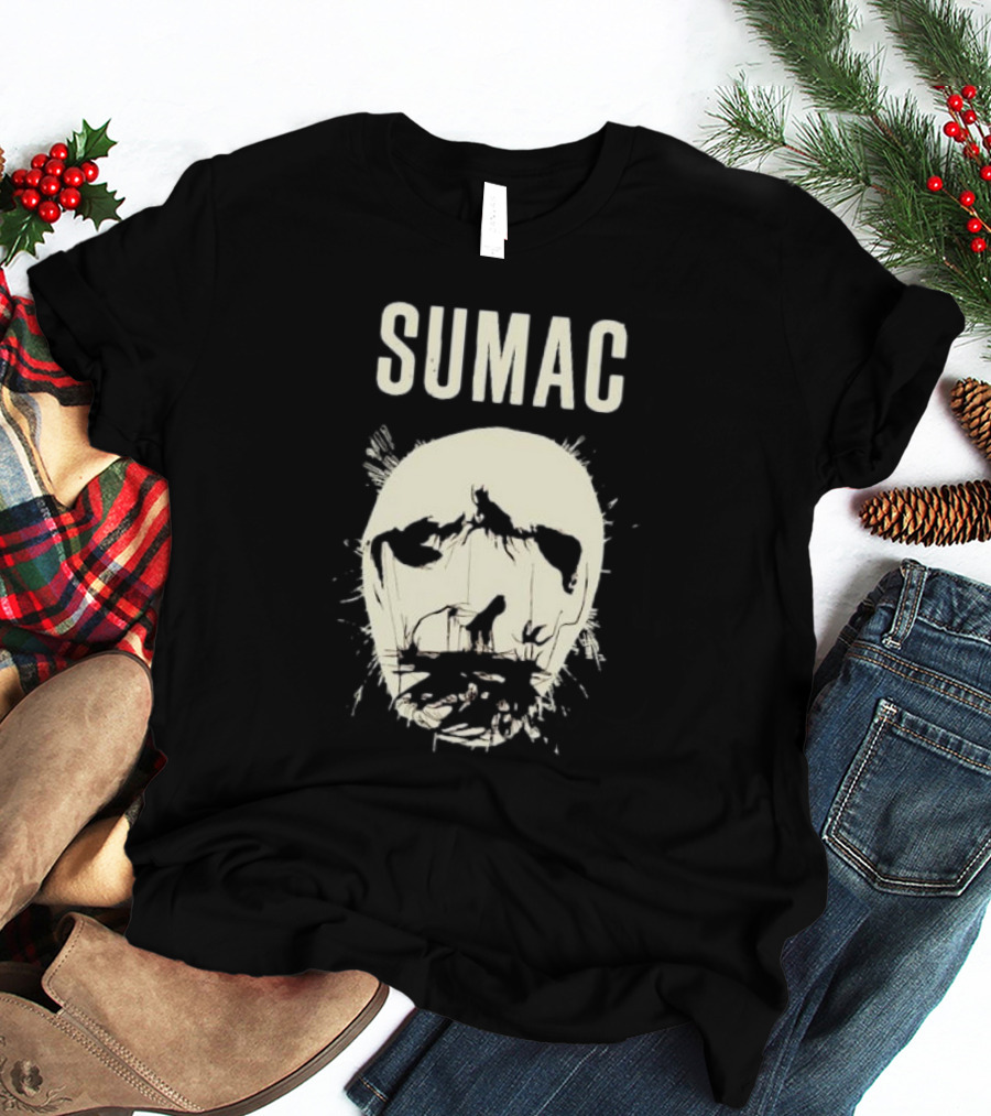 SUMAC Band Monochrome Abstract Face T-Shirt