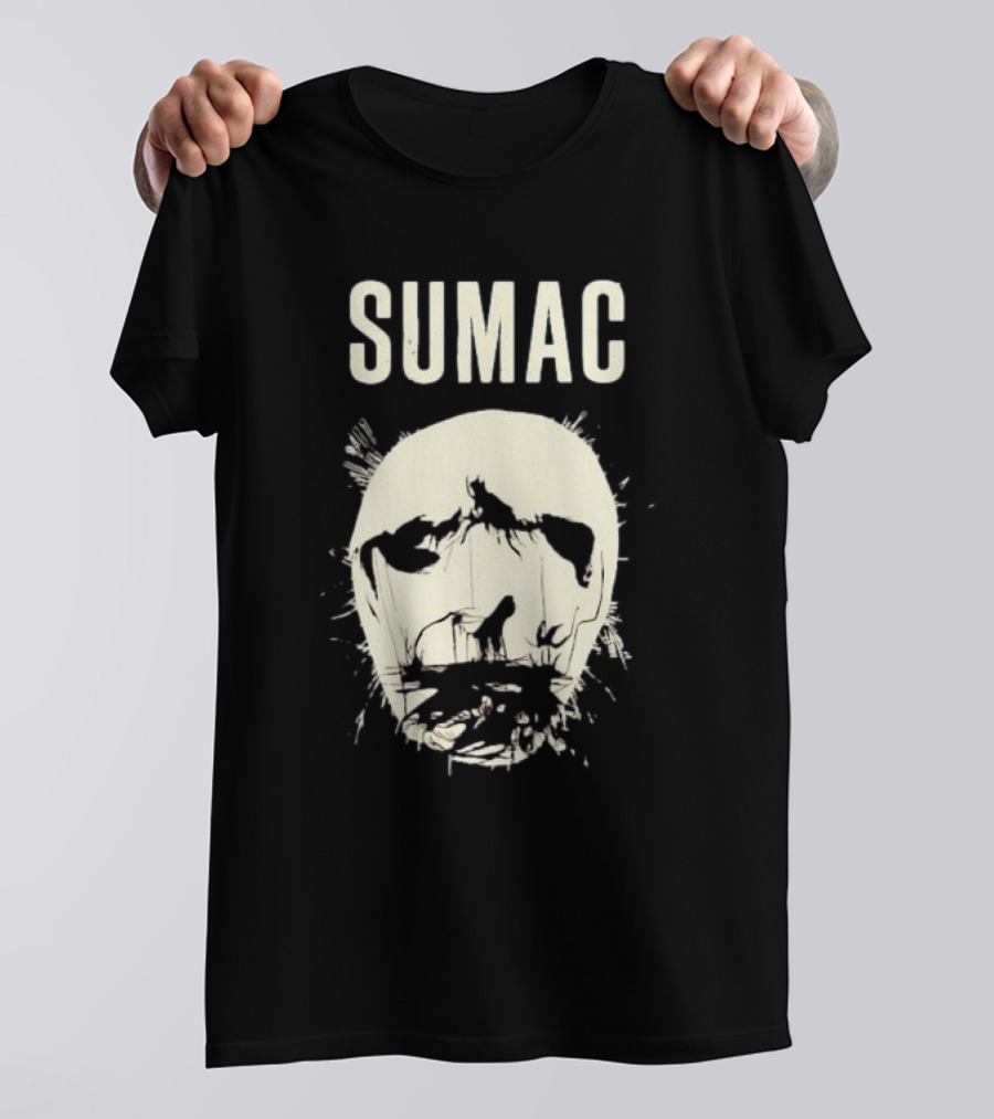 SUMAC Band Monochrome Abstract Face T-Shirt