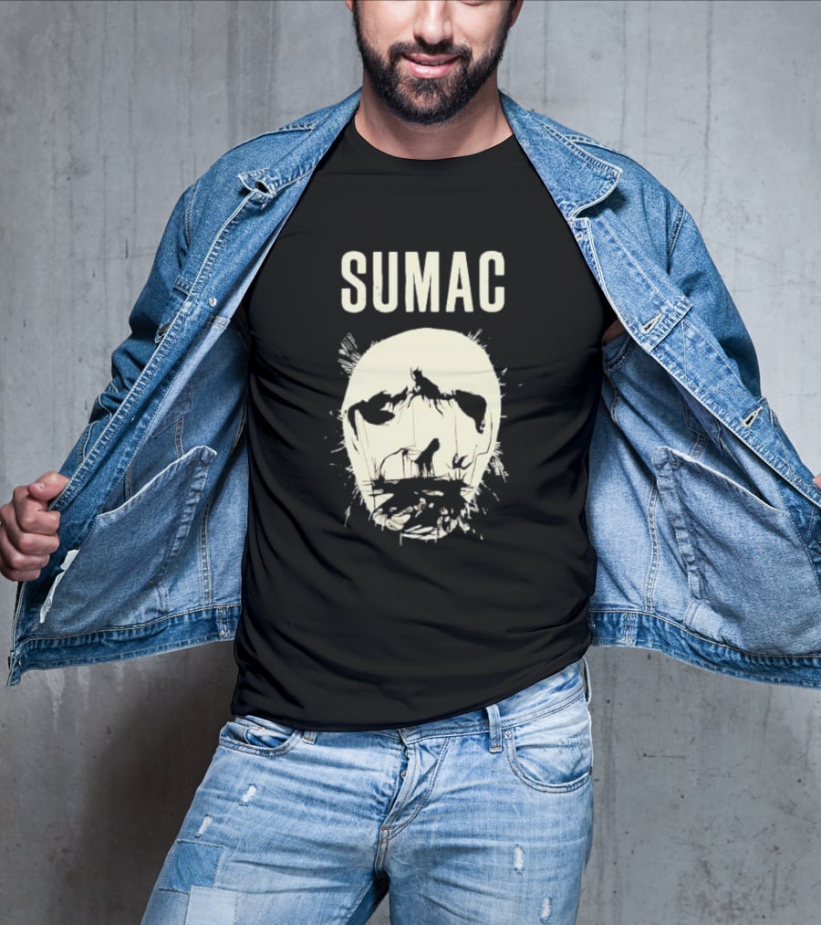 SUMAC Band Monochrome Abstract Face T-Shirt