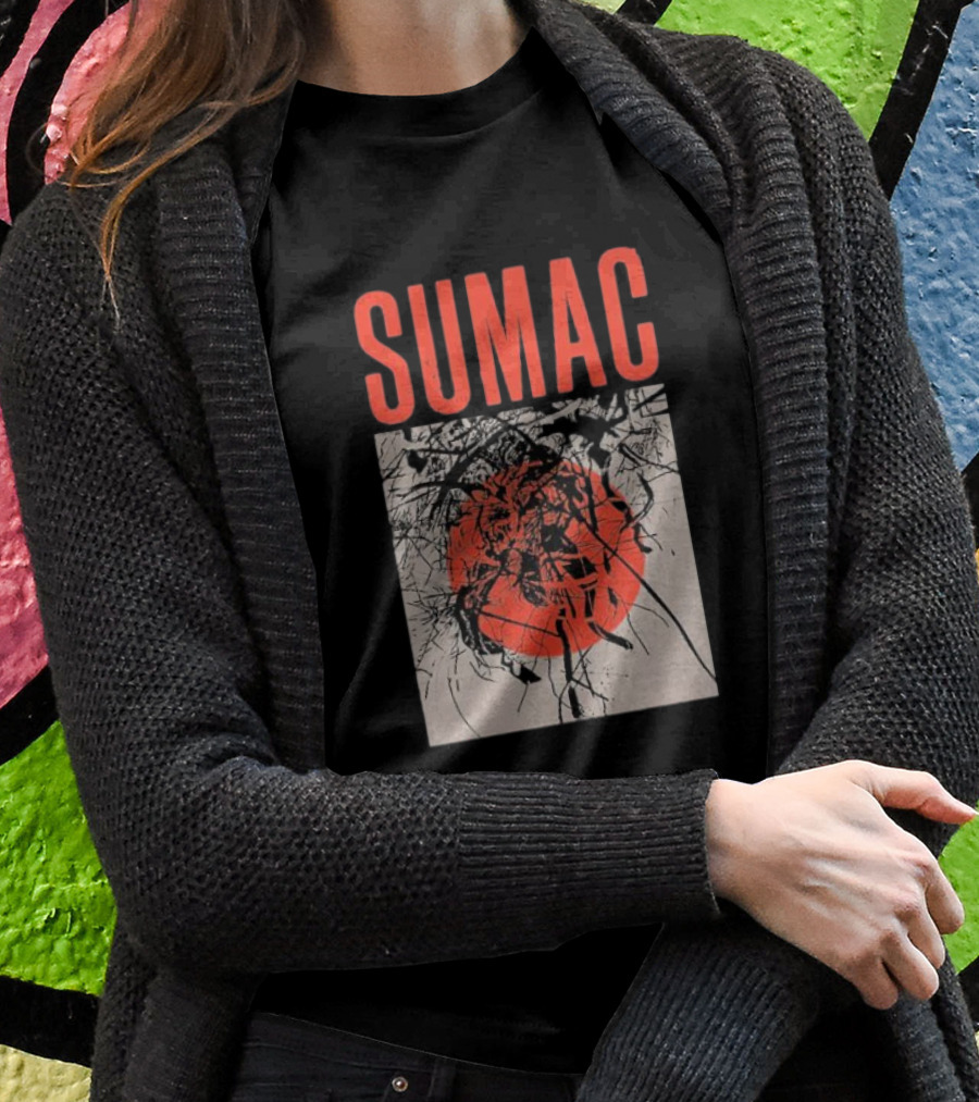 Sumac Shadow Art With Red Circle And Black Lines T-Shirt