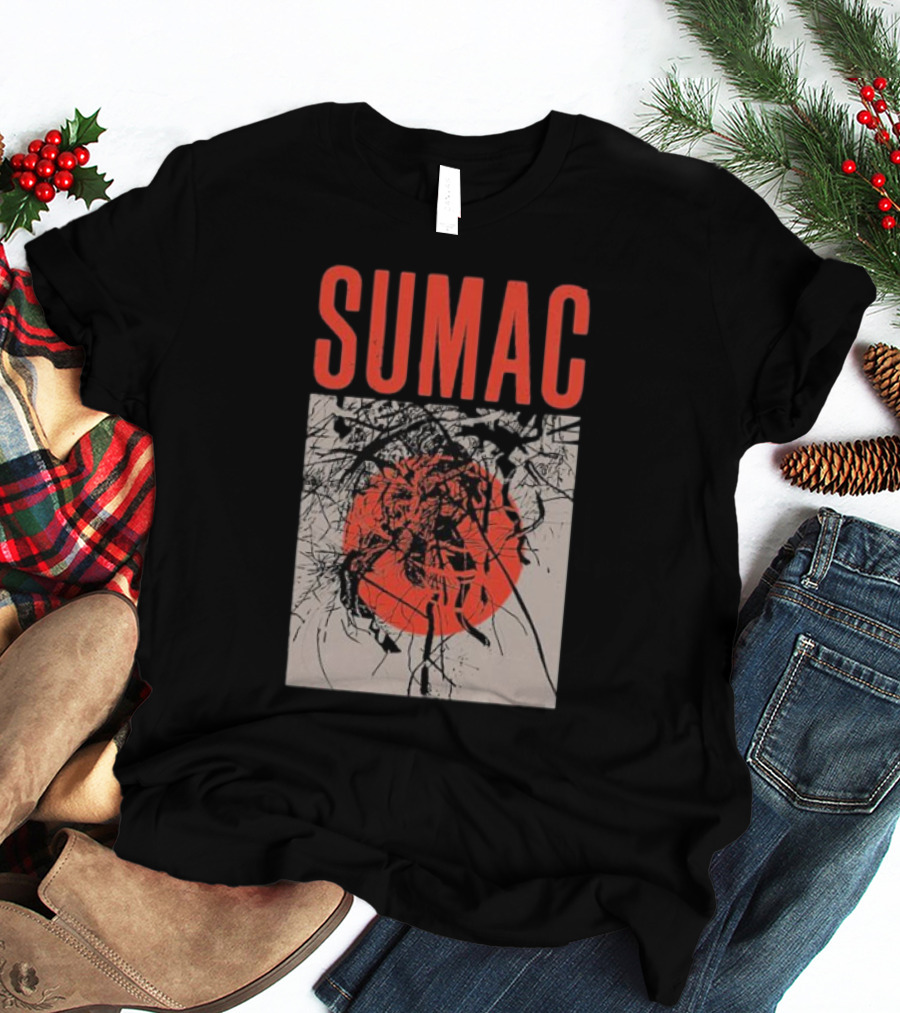 Sumac Shadow Art With Red Circle And Black Lines T-Shirt