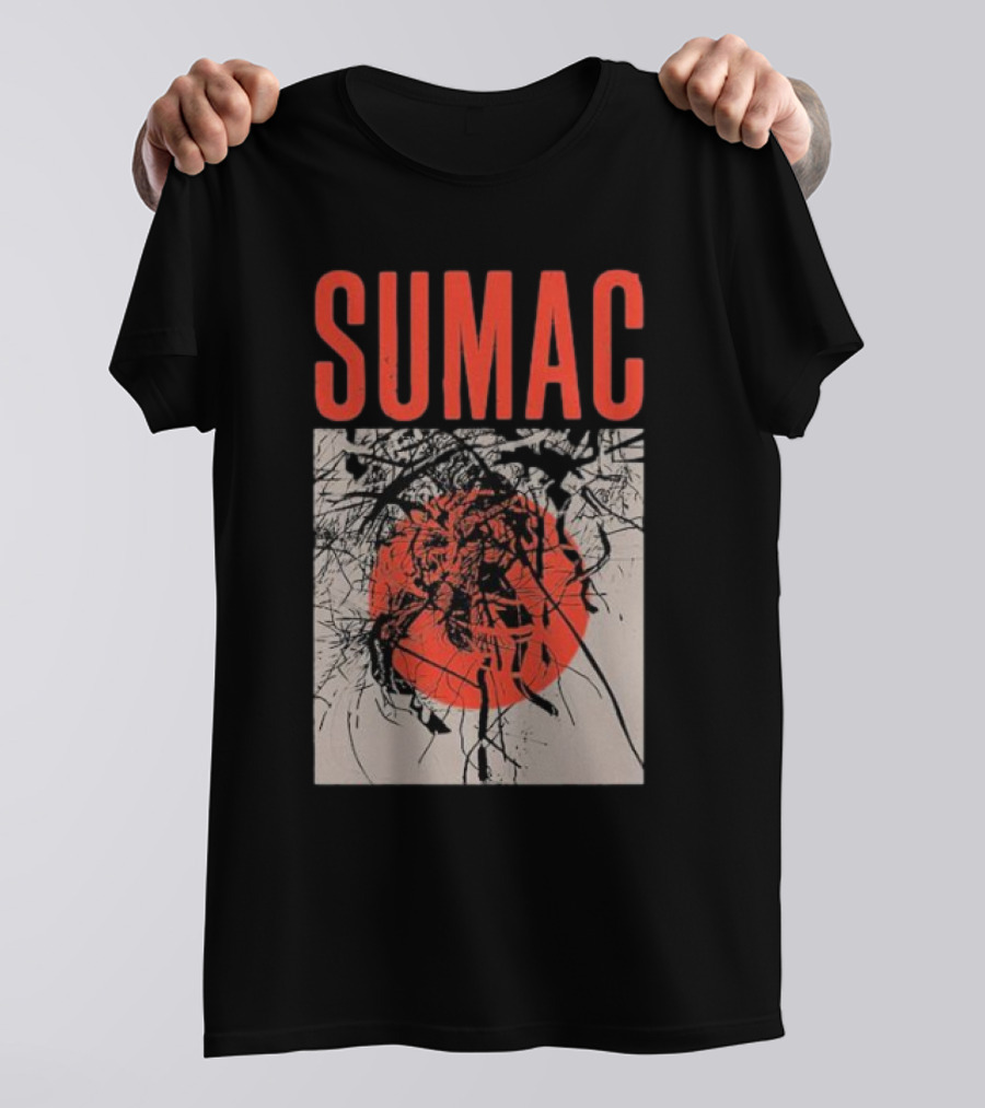 Sumac Shadow Art With Red Circle And Black Lines T-Shirt