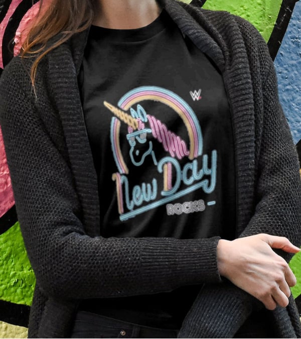 The New Day WWE Neon Unicorn Rocks Ripple Junction T-Shirt