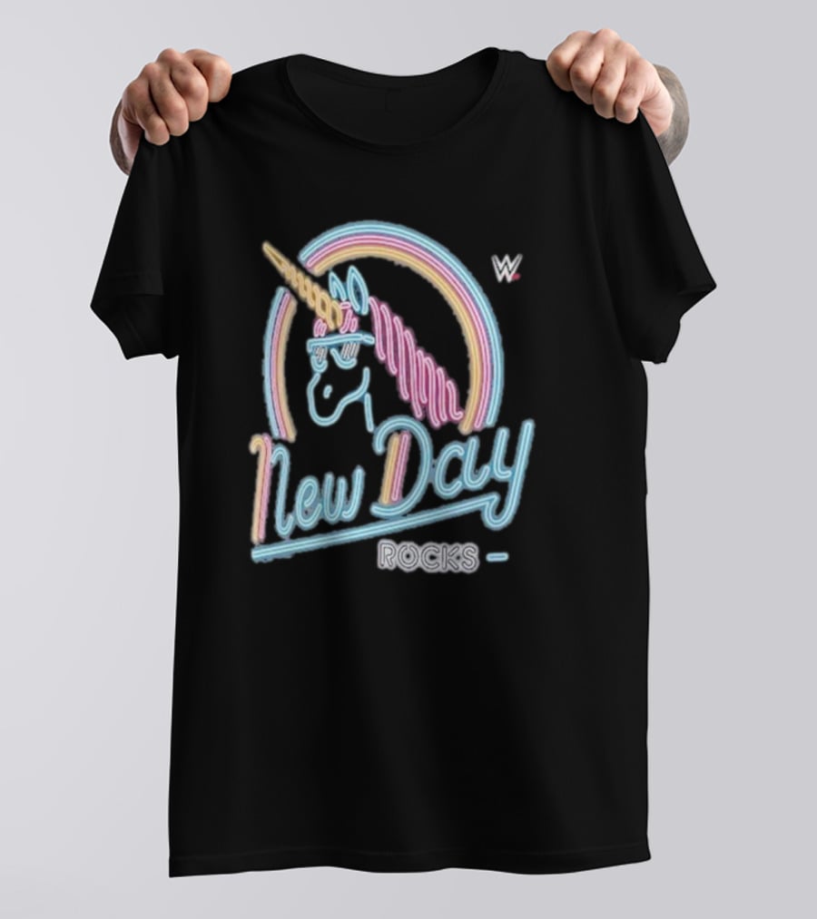 The New Day WWE Neon Unicorn Rocks Ripple Junction T-Shirt