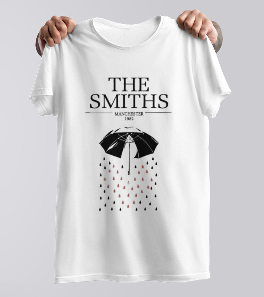 The Smiths Manchester 1982 Umbrella With Red Raindrops T-Shirt