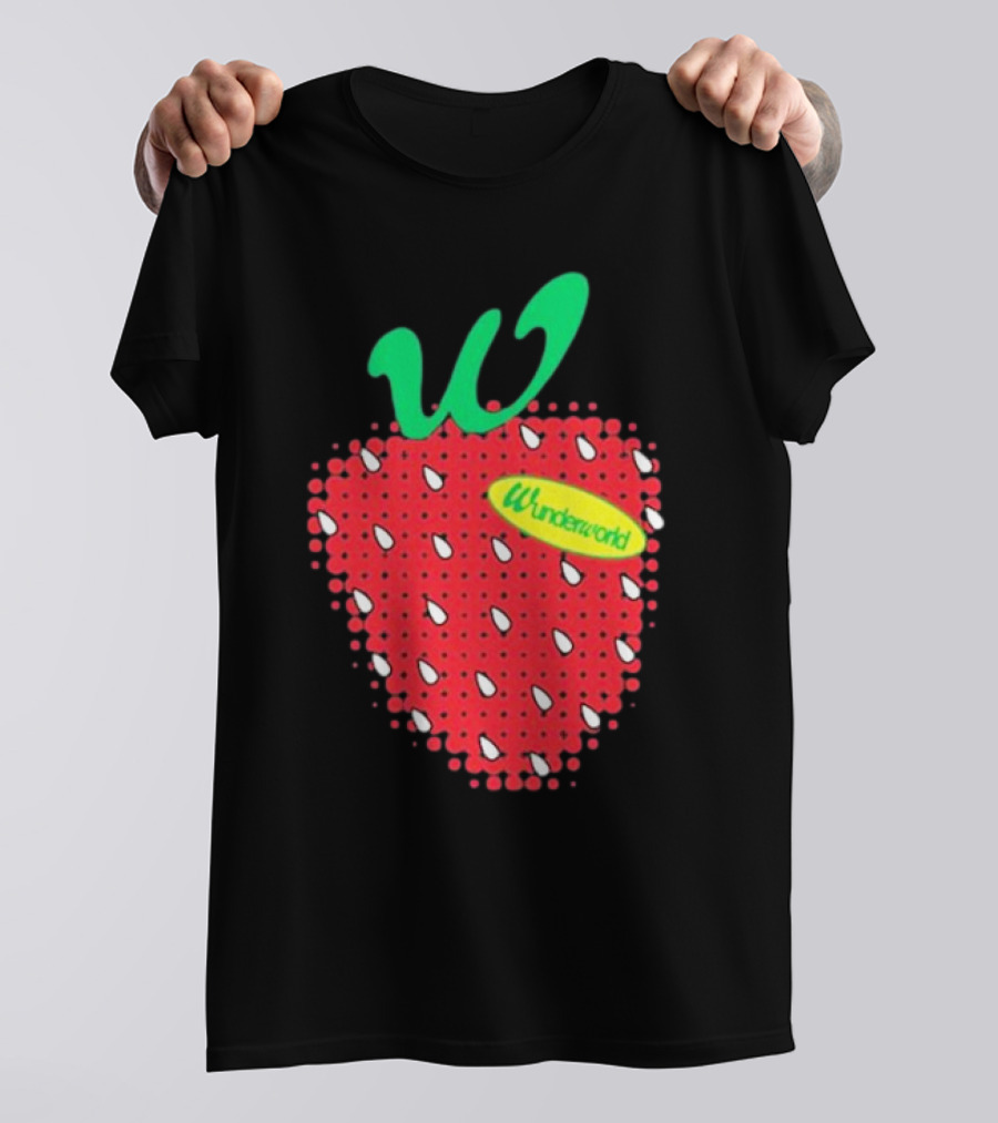 Wunderworld Strawberry Pattern With Green Leaf Initial T-Shirt