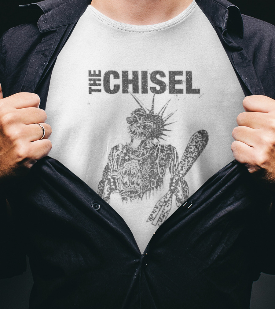 The Chisel Statue Of Liberty Skeleton With Club T-Shirt