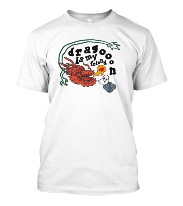Dragoon Is My Friend Fire Breathing Dragon With Abstract Cloud And Leafy Vine T-Shirt