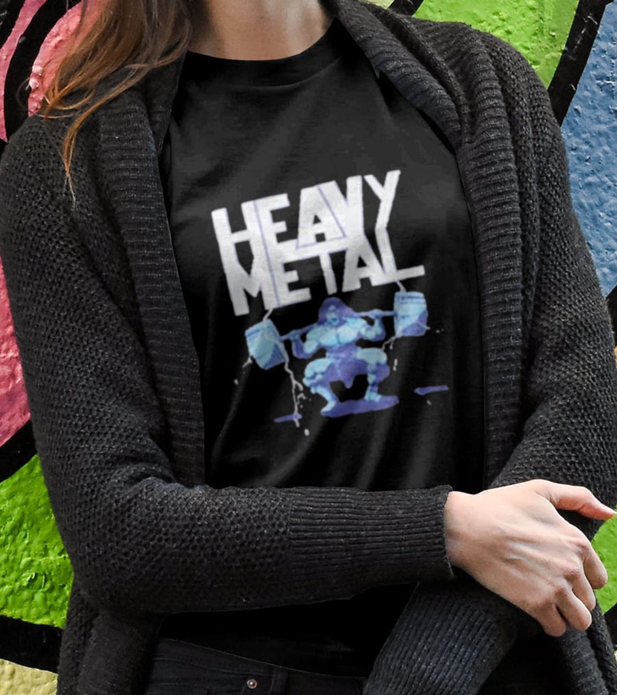 Heavy Metal Oversized Fitness Warrior With Barbells T-Shirt