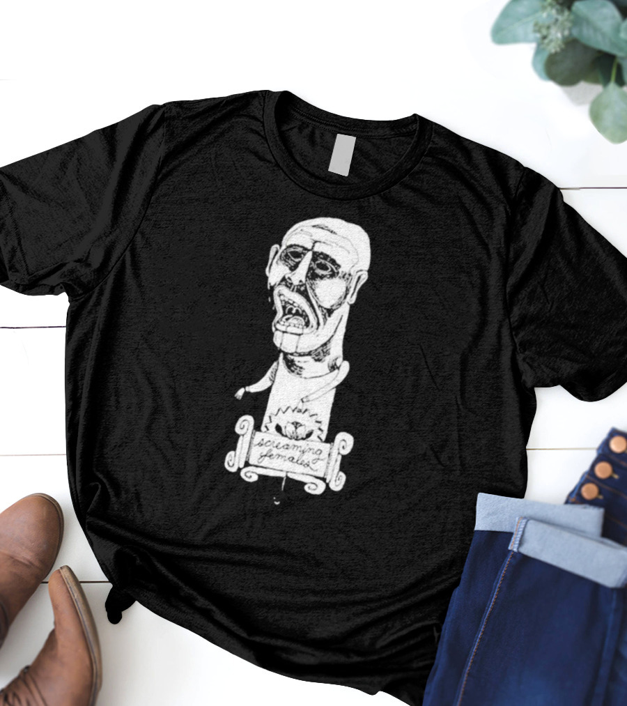 Screaming Females Band Illustration Black And White Head T-Shirt