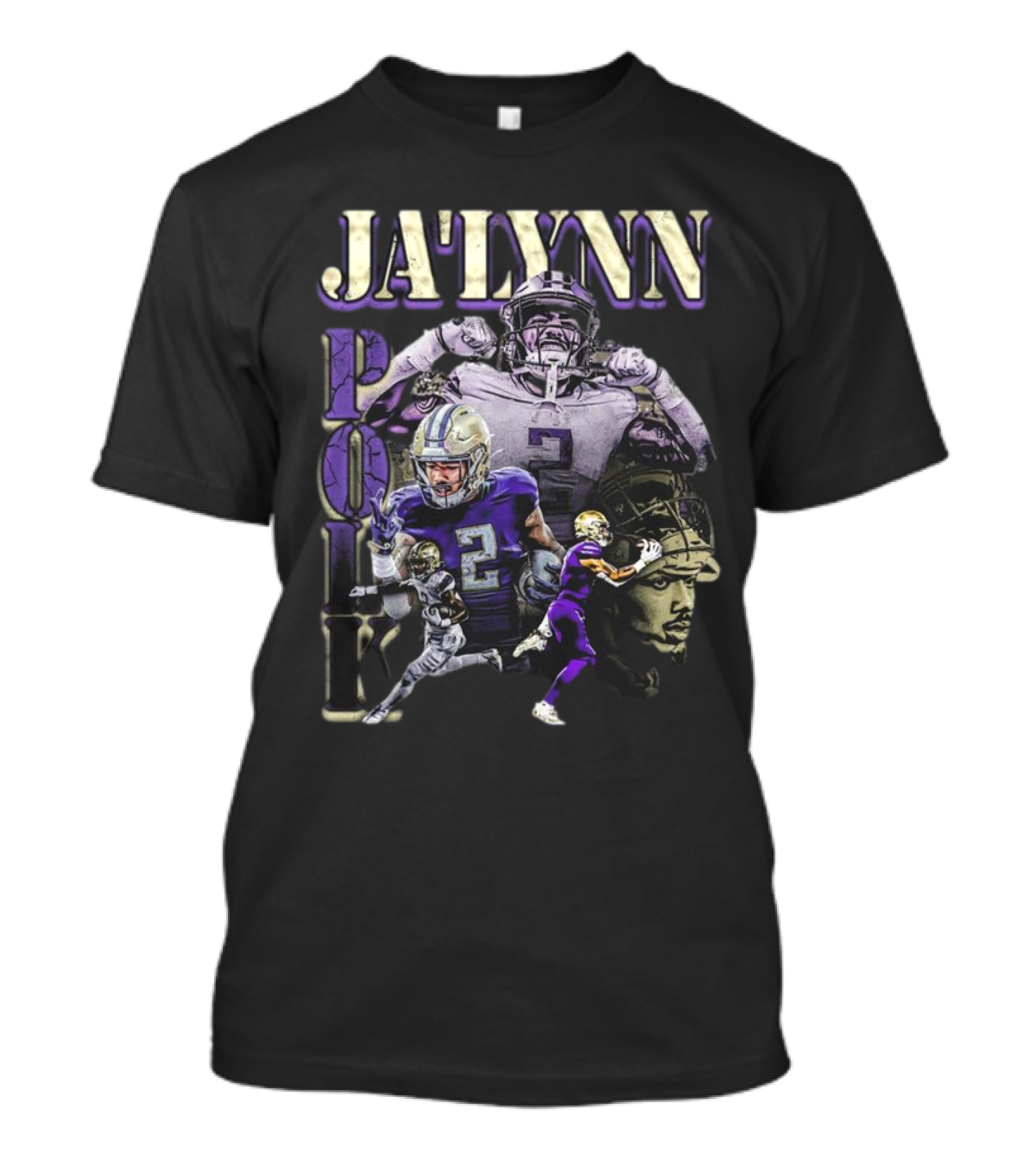 Jaylynn Polk Vintage Football Style Purple And Gold Player Collage T-Shirt