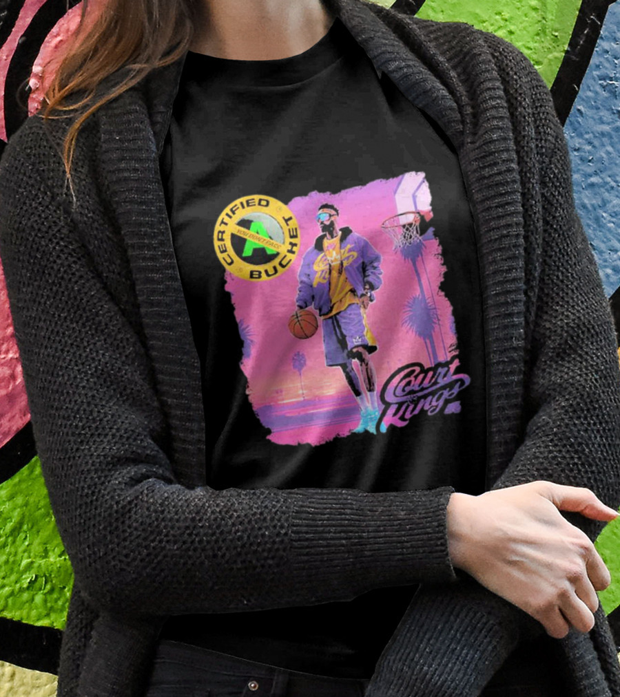 Certified Bucket Court Kings Style Basketball Sunset Scene T-Shirt