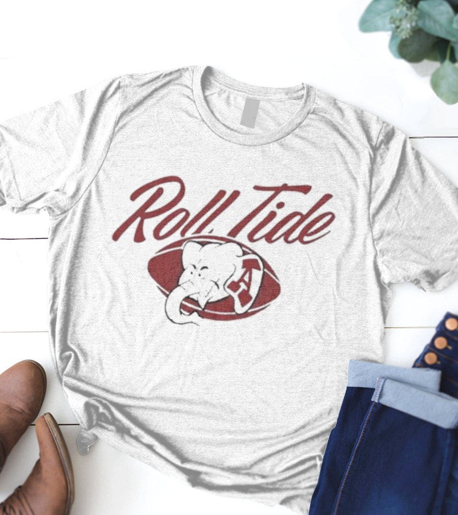 Alabama Roll Tide Football Vintage Ringer Elephant Emblem T-Shirt
