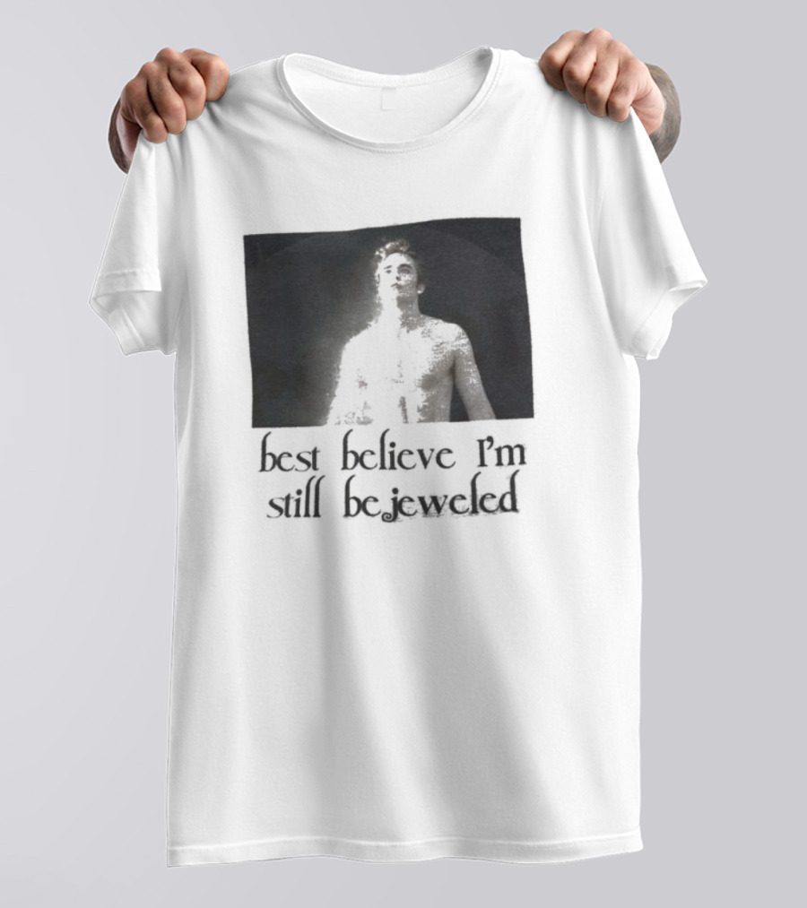 Best Believe I'm Still Bejeweled Black And White Male T-Shirt