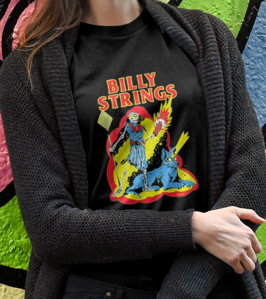 Billy Strings Skeleton Warrior With Blue Cyclops Cat T-Shirt
