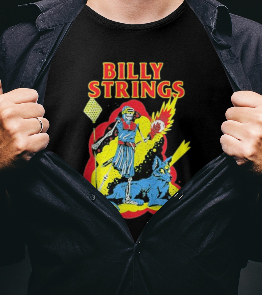 Billy Strings Skeleton Warrior With Blue Cyclops Cat T-Shirt