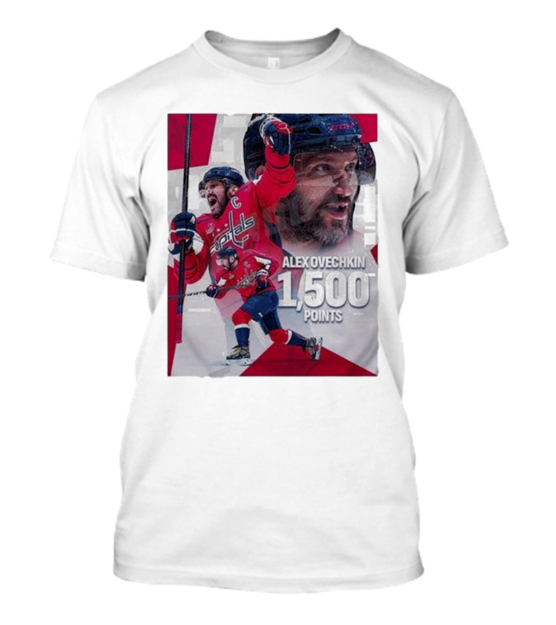 Alex Ovechkin 1500 Points Celebration Washington Capitals Red And White Hockey T-Shirt