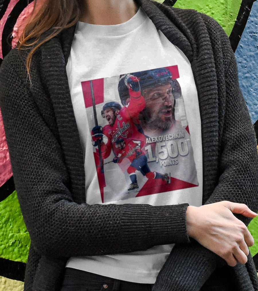 Alex Ovechkin 1500 Points Celebration Washington Capitals Red And White Hockey T-Shirt