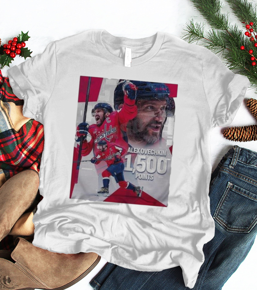 Alex Ovechkin 1500 Points Celebration Washington Capitals Red And White Hockey T-Shirt