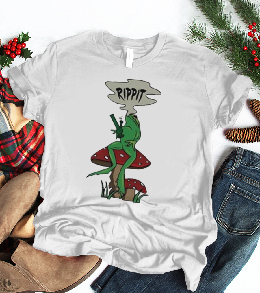 Fourtwenty Rippit Frog Smoking On Mushroom T-Shirt