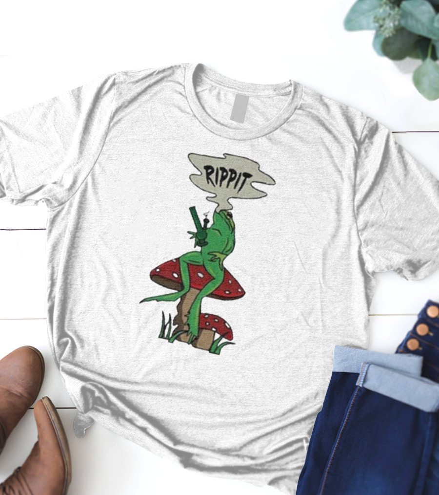Fourtwenty Rippit Frog Smoking On Mushroom T-Shirt