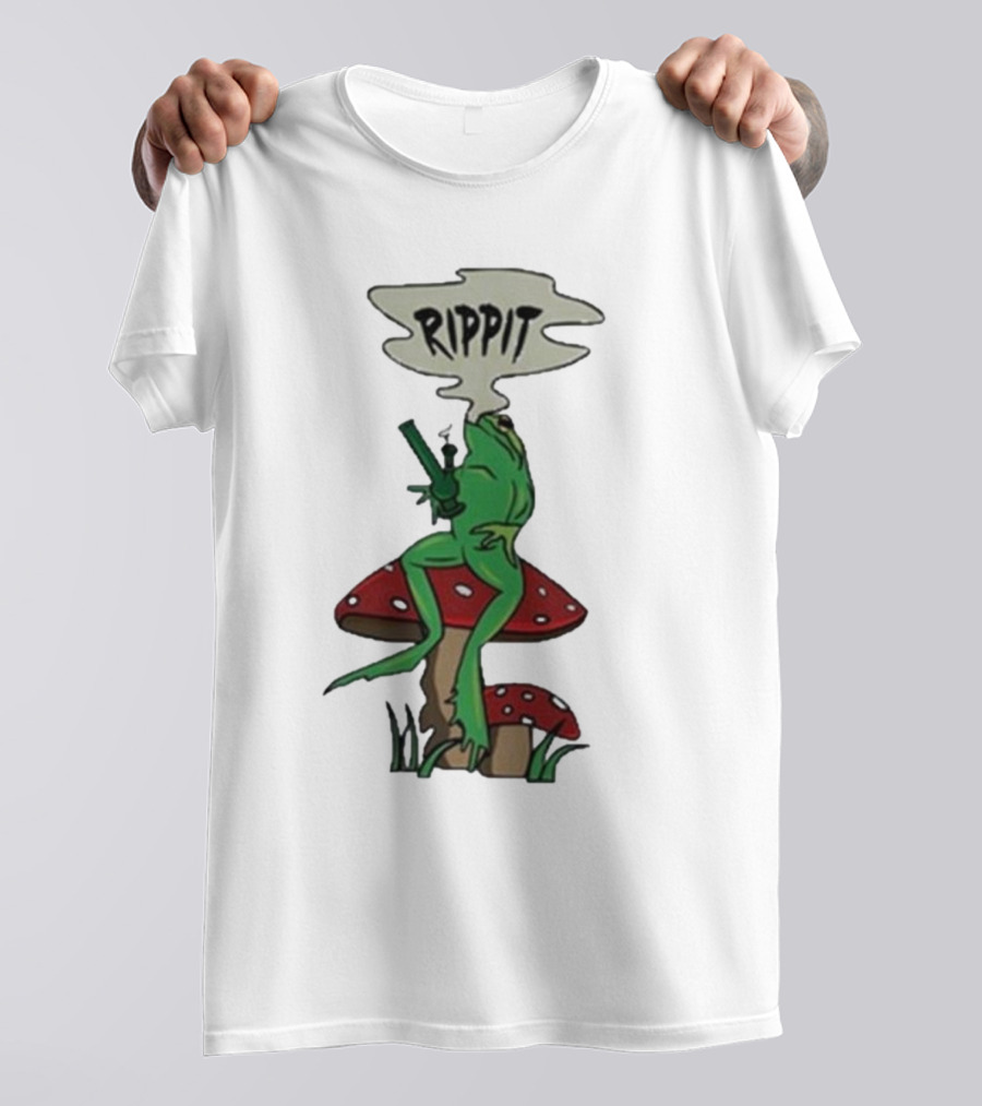 Fourtwenty Rippit Frog Smoking On Mushroom T-Shirt