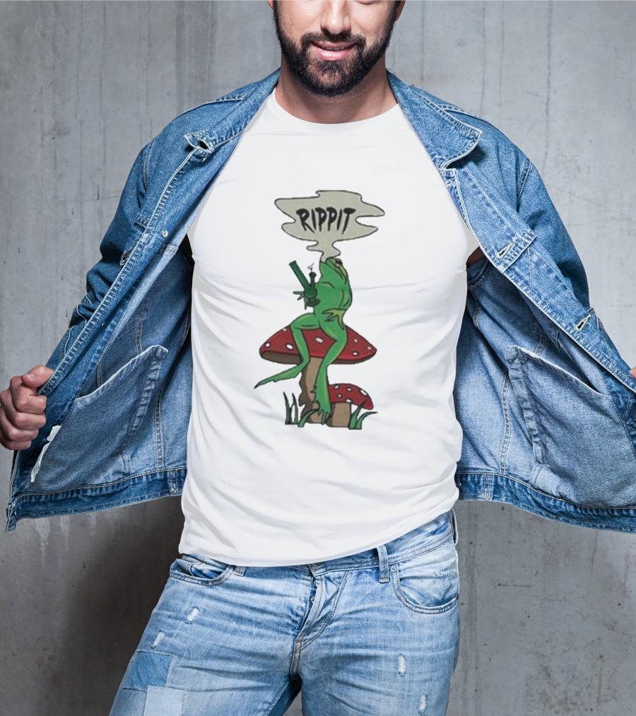 Fourtwenty Rippit Frog Smoking On Mushroom T-Shirt