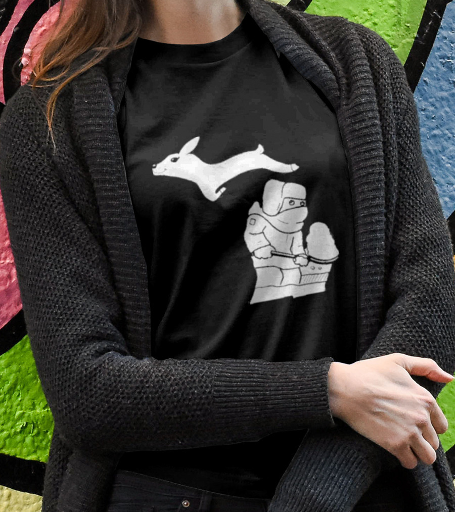 Michigan Snow Shoveling And Skiing Hare T-Shirt