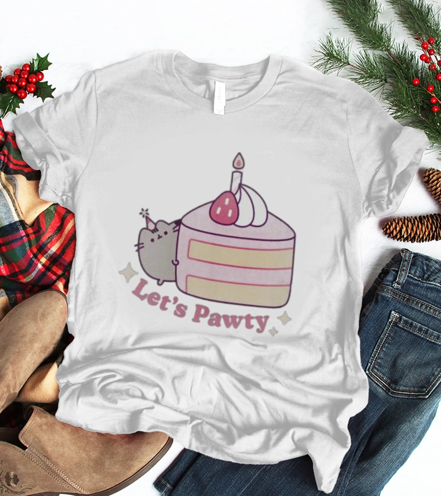 Pusheen Let's Pawty Cake Celebration Grey Marl T-Shirt