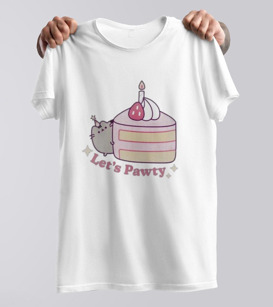 Pusheen Let's Pawty Cake Celebration Grey Marl T-Shirt