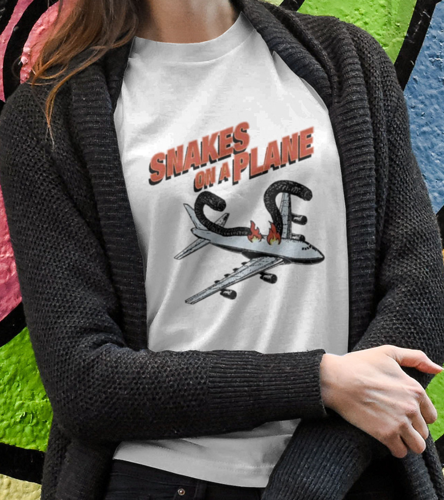 Snakes On A Plane Fire Flames Jet Airliner T-Shirt