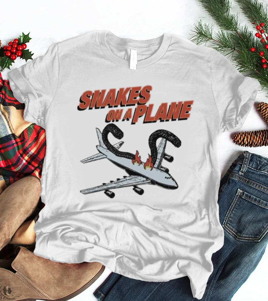 Snakes On A Plane Fire Flames Jet Airliner T-Shirt