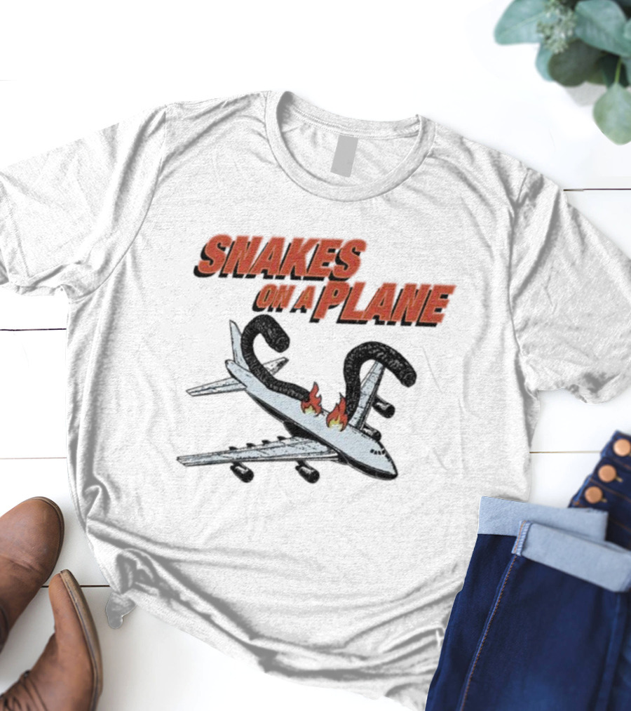 Snakes On A Plane Fire Flames Jet Airliner T-Shirt