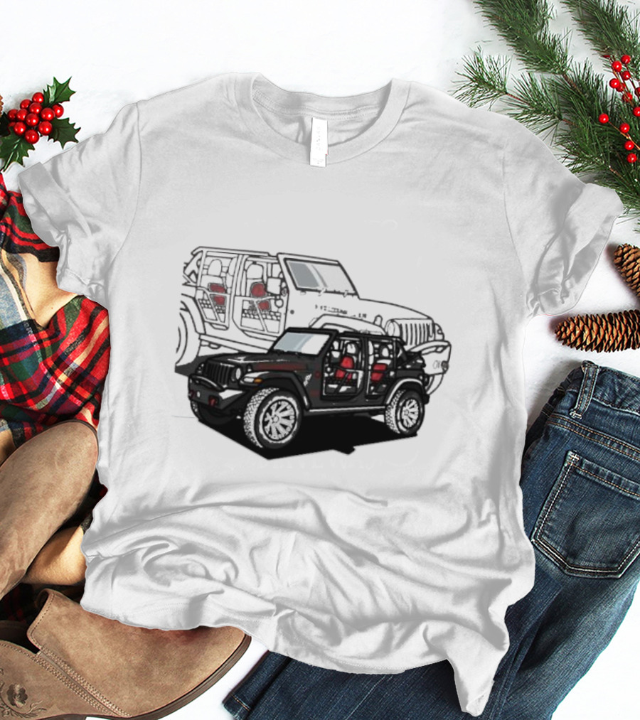 Tunic Jeep Car Illustration With Adventure Elements T-Shirt