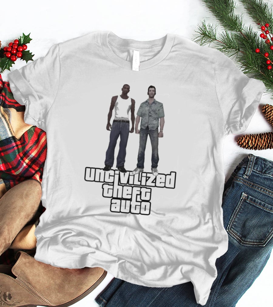 UNCIVILIZED THEFT AUTO GTA Parody Characters T-Shirt