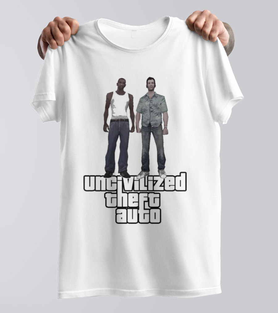 UNCIVILIZED THEFT AUTO GTA Parody Characters T-Shirt