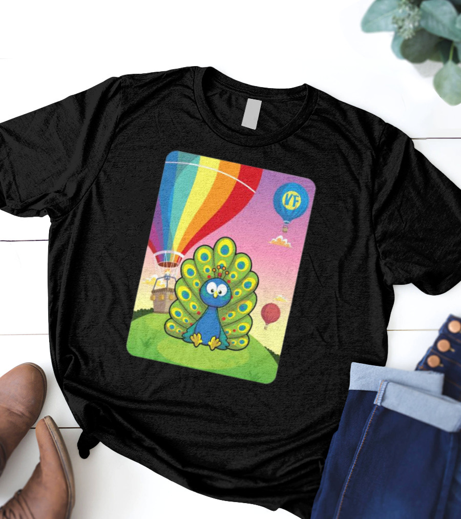 Vee Friends Practical Peacock Colorful Hot Air Balloon Vee Friends T-Shirt