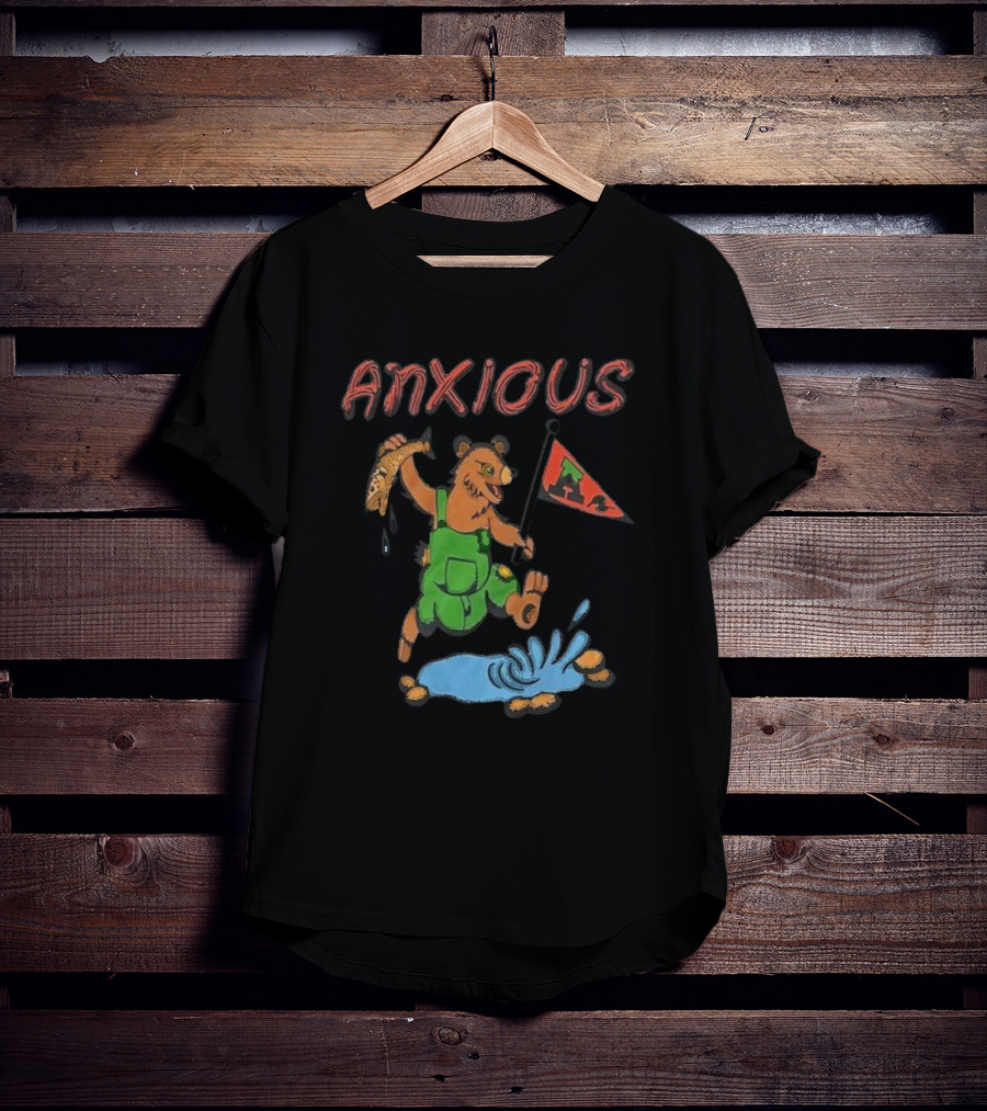 Anxious Bear With Flag And Fish Australia T-Shirt