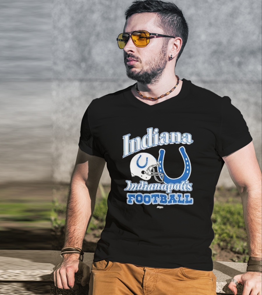 Indiana Indianapolis Colts Football Helmet Horseshoe T-Shirt