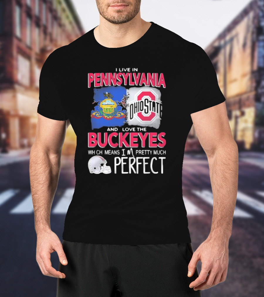 I Live In Pennsylvania Love The Ohio State Buckeyes Pretty Much Perfect T-Shirt